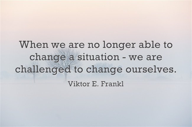When we are no longer able to change a situation - we are challenged to change ourselves. - Viktor E. Frankl